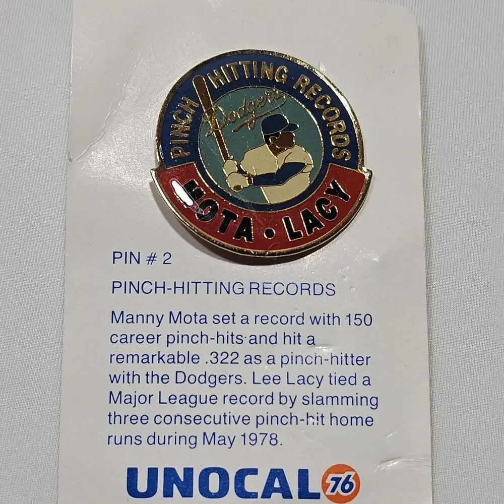 Vintage Los Angeles Dodgers Unocal Hat Lapel Pin Mota & Lacy Baseball MLB LA - Picture 1 of 5
